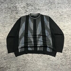 Vintage Protege Sweater Mens XL Black Acrylic Pattern Funky 90s Made In USA